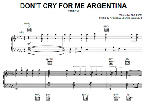 Madonna-Don’t Cry For Me Argentina Free Sheet Music PDF for Piano | The ...