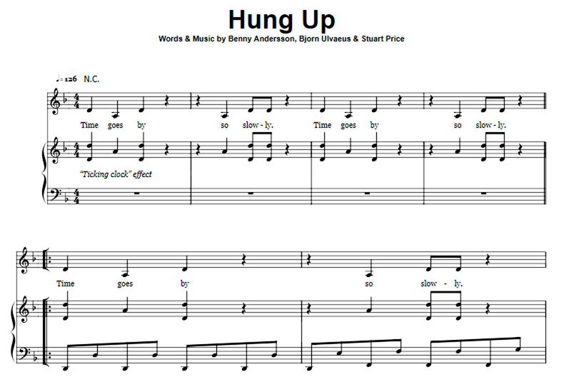 Madonna-Hung Up Free Sheet Music PDF for Piano