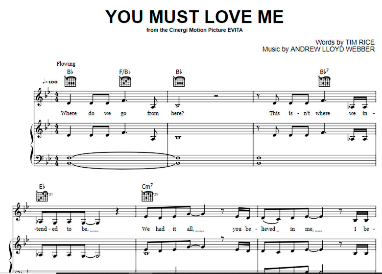 Madonna-You Must Love Me Free Sheet Music PDF for Piano