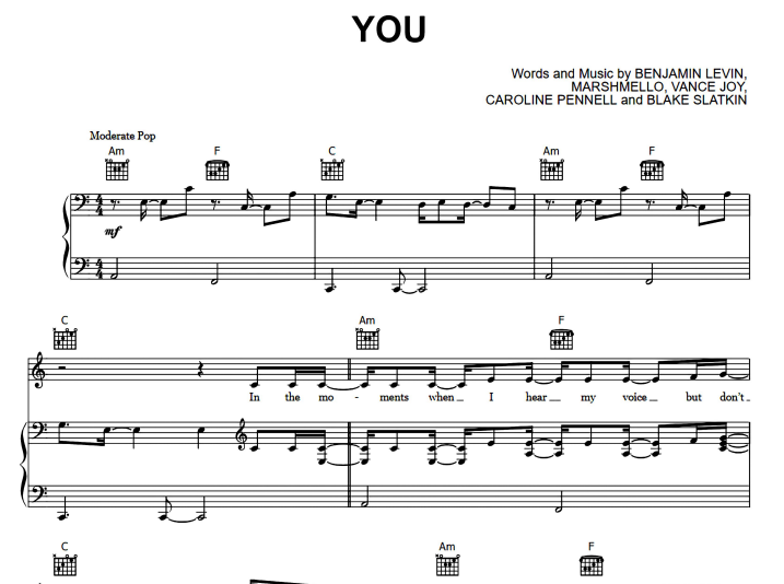 Marshmello-You Free Sheet Music PDF for Piano 1 Marshmello-You Free Sheet Music PDF for Piano