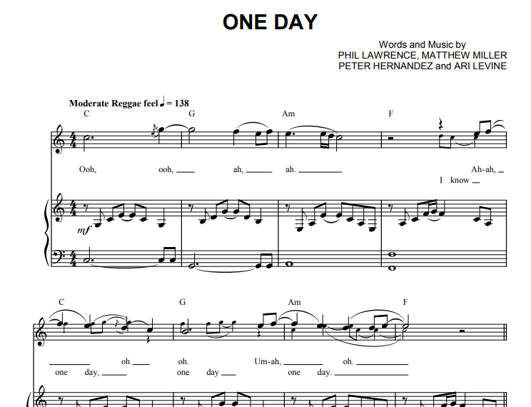 Matisyahu-One Day Free Sheet Music PDF for Piano 1 Matisyahu-One Day Free Sheet Music PDF for Piano