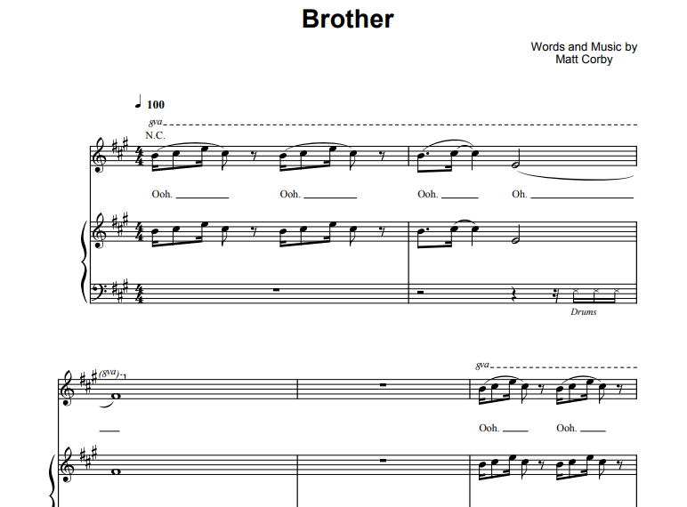 Matt Corby-Brother Free Sheet Music PDF for Piano 1 Matt Corby-Brother Free Sheet Music PDF for Piano