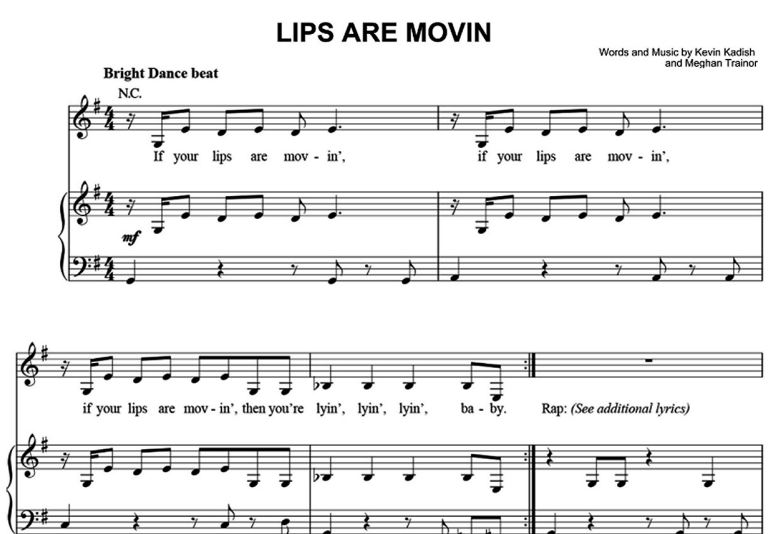 Meghan Trainor-Lips Are Movin Free Sheet Music PDF for Piano