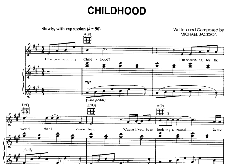 Michael Jackson-Childhood Free Sheet Music PDF for Piano 1 Michael Jackson-Childhood Free Sheet Music PDF for Piano