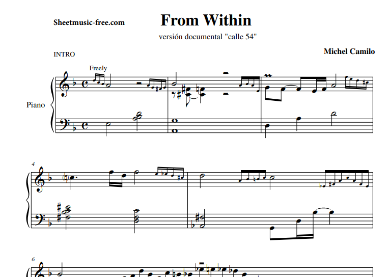 Michel Camilo-From Within Free Sheet Music PDF for Piano