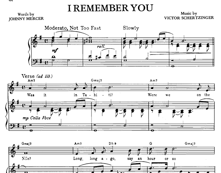 Nat King Cole-I Remember You Free Sheet Music PDF for Piano 7 Nat King Cole-I Remember You Free Sheet Music PDF for Piano