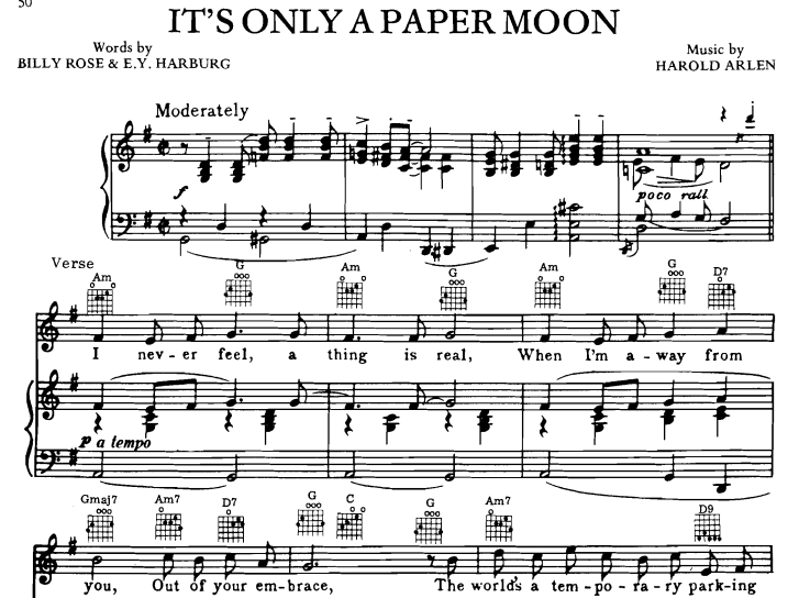 Nat King Cole-It’s Only A Paper Moon Free Sheet Music PDF for Piano