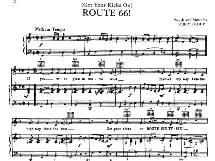 Nat King Cole-Route 66 Free Sheet Music PDF for Piano