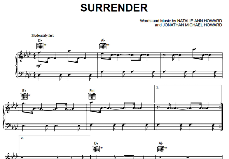 Natalie Taylor-Surrender Free Sheet Music PDF for Piano