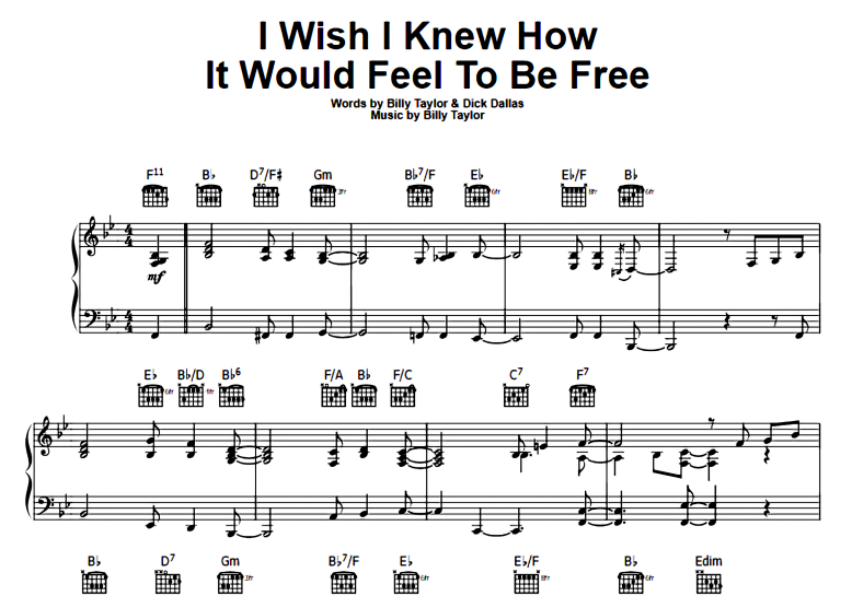 Nina Simone-I Wish I Knew How It Would Feel to Be Free Free Sheet Music PDF for Piano
