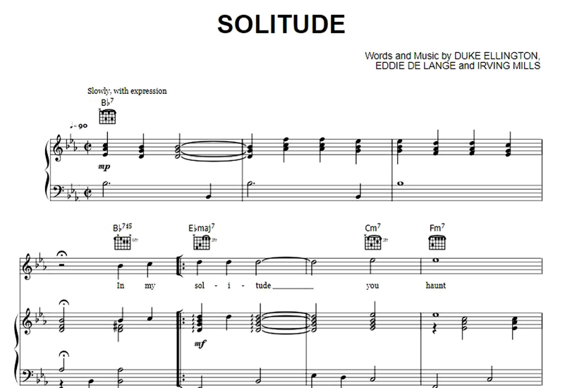 Nina Simone-Solitude Free Sheet Music PDF for Piano