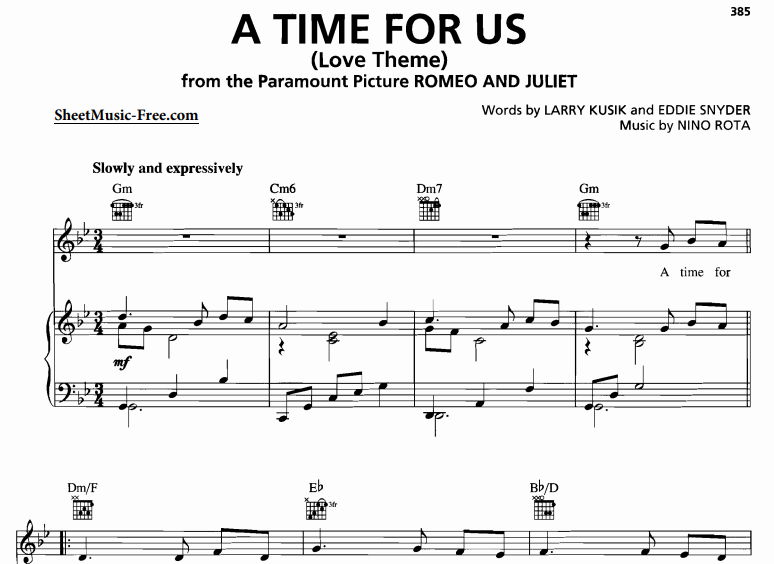 Nino Rota-A Time For Us Free Sheet Music PDF for Piano 1 Nino Rota-A Time For Us Free Sheet Music PDF for Piano