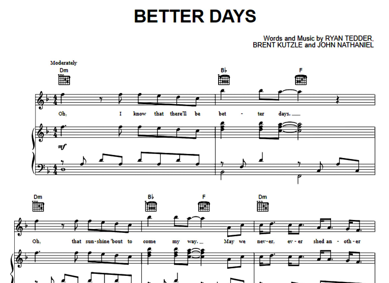 Complete a Música - Better Days One Republic worksheet
