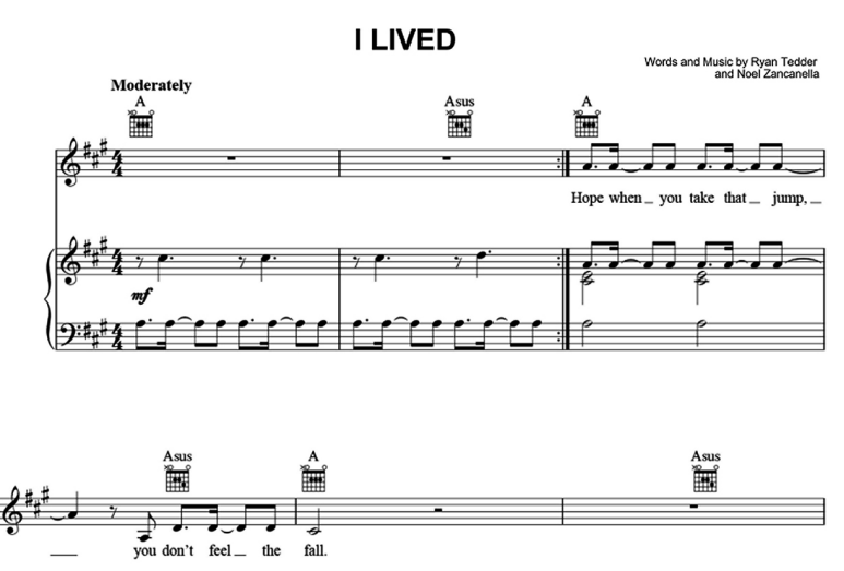 OneRepublic-I Lived Free Sheet Music PDF for Piano