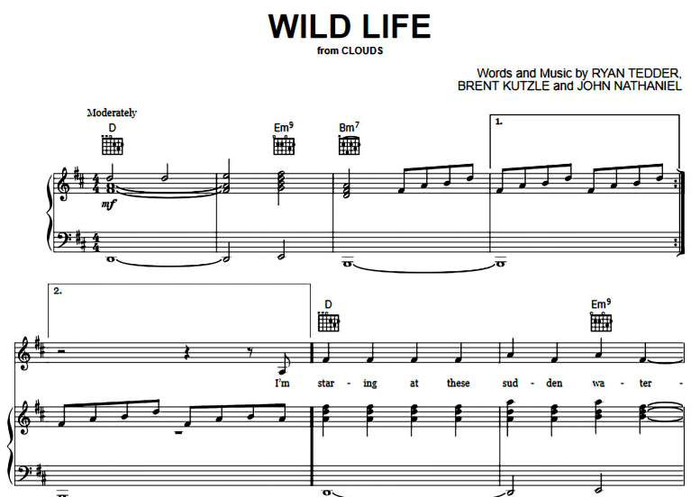 OneRepublic-Wild Life Free Sheet Music PDF for Piano