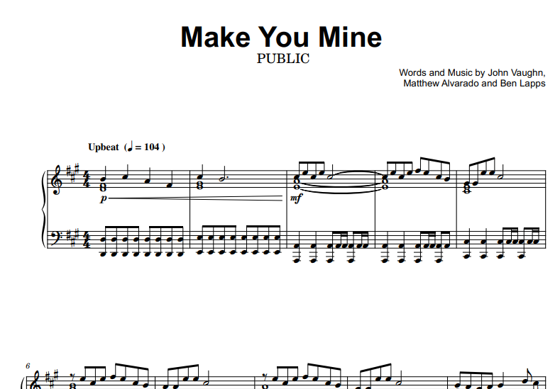 PUBLIC-Make You Mine Free Sheet Music PDF for Piano