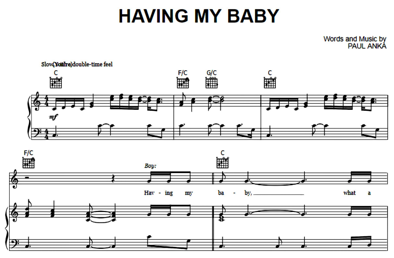 Paul Anka-Having My Baby Free Sheet Music PDF for Piano