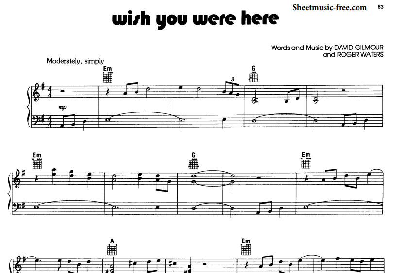 Pink Floyd-Wish You Were Here Free Sheet Music PDF for Piano 7 Pink Floyd-Wish You Were Here Free Sheet Music PDF for Piano
