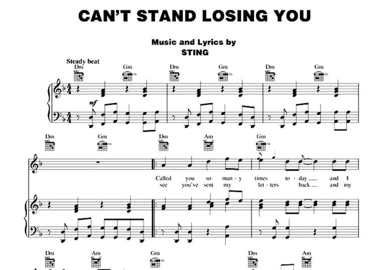Police-Can’t Stand Losing You Free Sheet Music PDF for Piano 1 Police-Can’t Stand Losing You Free Sheet Music PDF for Piano