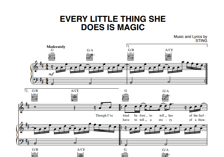 Police-Every Little Thing She Does Is Magic Free Sheet Music PDF for Piano 1 Police-Every Little Thing She Does Is Magic Free Sheet Music PDF for Piano