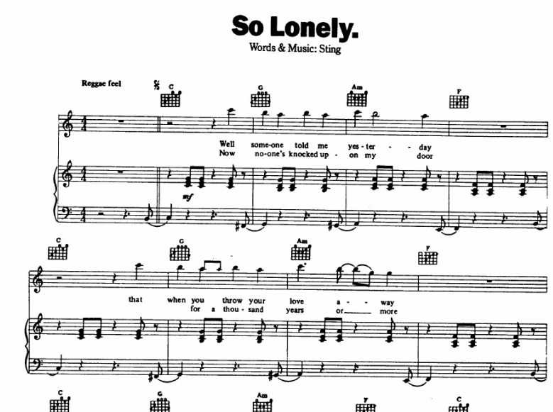 Police-So Lonely Free Sheet Music PDF for Piano 7 Police-So Lonely Free Sheet Music PDF for Piano