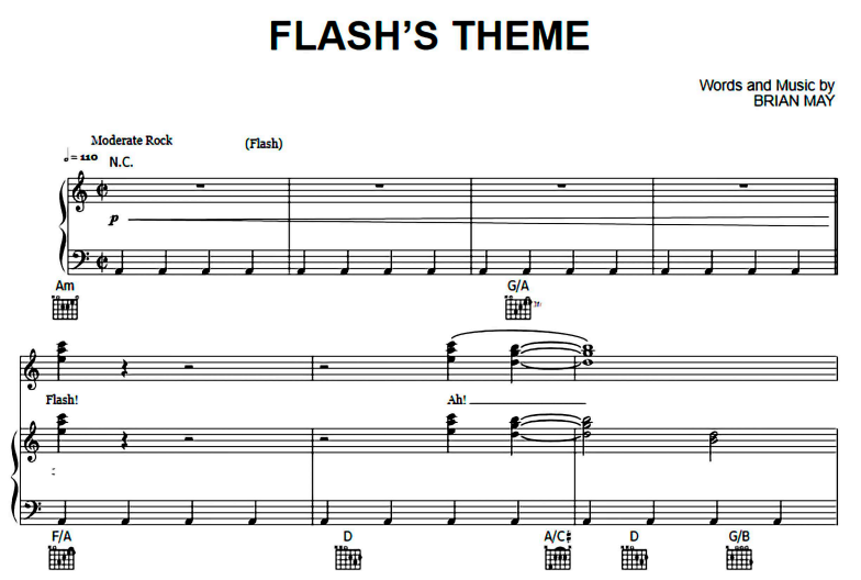 Queen-Flash Theme Free Sheet Music PDF for Piano 1 Queen-Flash Theme Free Sheet Music PDF for Piano