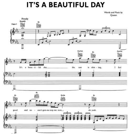 Queen-It’s A Beautiful Day Free Sheet Music PDF for Piano 1 Queen-It’s A Beautiful Day Free Sheet Music PDF for Piano