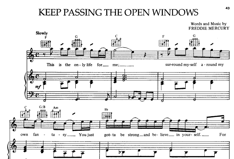 Queen-Keep Passing The Open Windows Free Sheet Music PDF for Piano 1 Queen-Keep Passing The Open Windows Free Sheet Music PDF for Piano