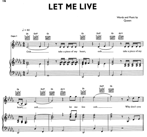 Queen-Let Me Live Free Sheet Music PDF for Piano