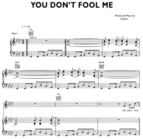Queen-You Don’t Fool Me Free Sheet Music PDF for Piano 1 Queen-You Don’t Fool Me Free Sheet Music PDF for Piano