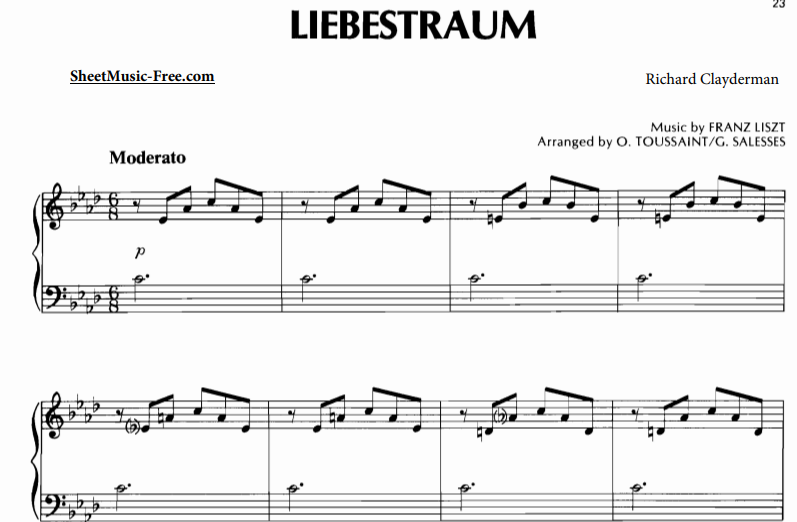 Richard Clayderman-Liebestraum Free Sheet Music PDF for Piano