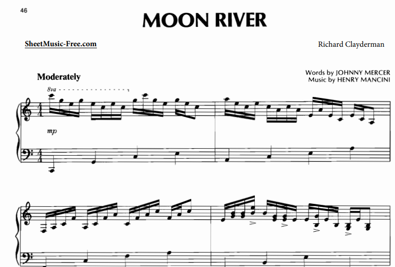 Richard Clayderman-Moon River Free Sheet Music PDF for Piano 1 Richard Clayderman-Moon River Free Sheet Music PDF for Piano