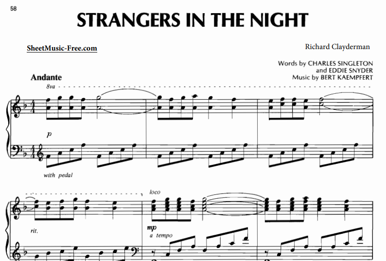 Richard Clayderman-Strangers In The Night Free Sheet Music PDF for Piano
