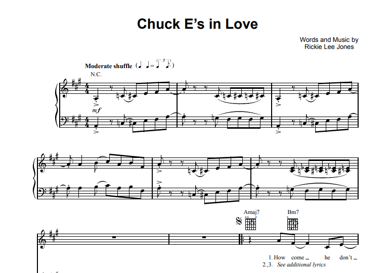Rickie Lee Jones-Chuck E’s in Love Free Sheet Music PDF for Piano 1 Rickie Lee Jones-Chuck E’s in Love Free Sheet Music PDF for Piano