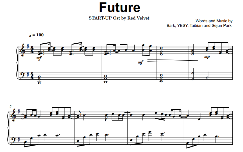 Red Velvet-Future Free Sheet Music PDF for Piano