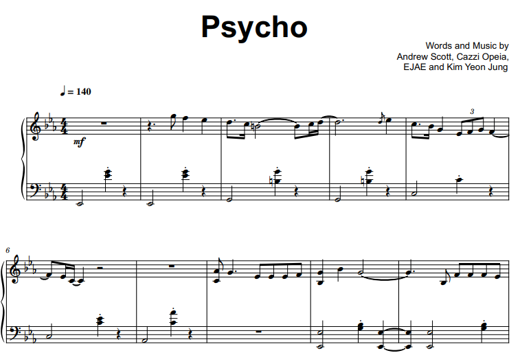 Red Velvet-Psycho Free Sheet Music PDF for Piano 1 Red Velvet-Psycho Free Sheet Music PDF for Piano