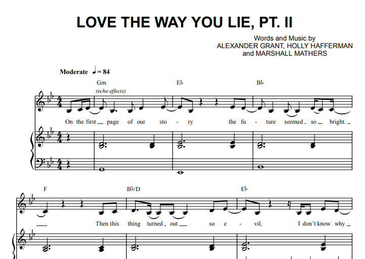 Rihanna-Love the Way You Lie Part 2 Free Sheet Music PDF for Piano 7 Rihanna-Love the Way You Lie Part 2 Free Sheet Music PDF for Piano