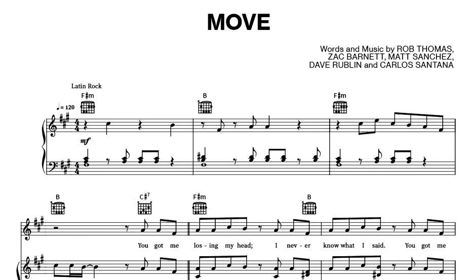 Rob Thomas-Move Free Sheet Music PDF for Piano 1 Rob Thomas-Move Free Sheet Music PDF for Piano