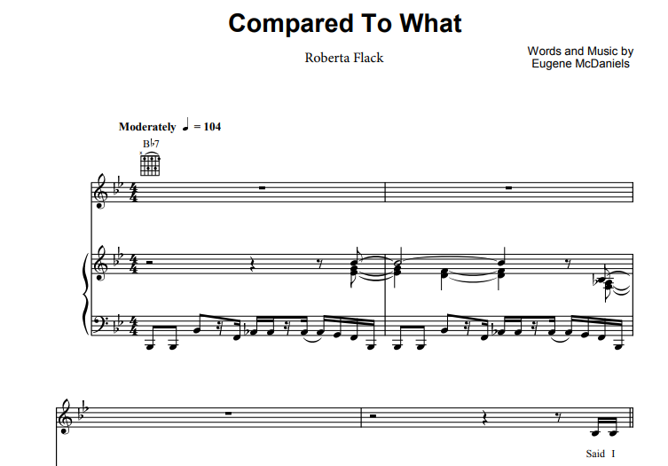 Roberta Flack-Compared To What Free Sheet Music PDF for Piano