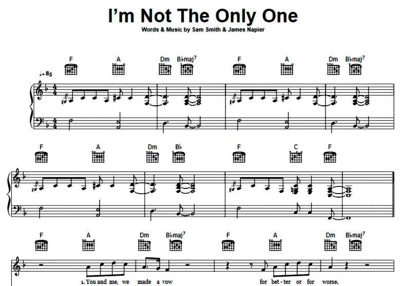 Sam Smith-I’m Not The Only One Free Sheet Music PDF for Piano