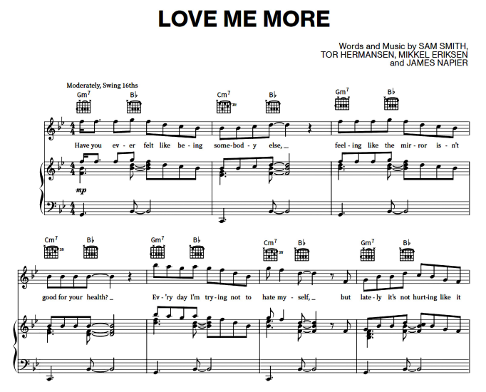 Sam Smith-Love Me More Free Sheet Music PDF for Piano