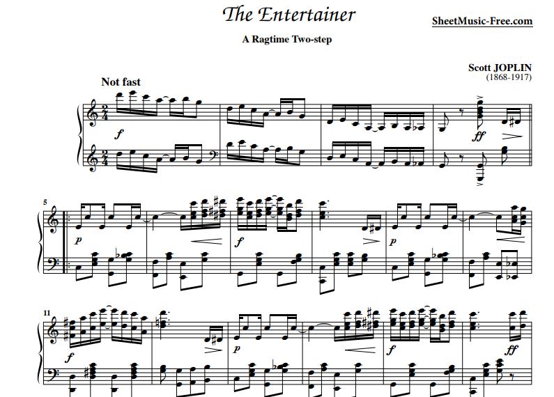 Scott Joplin-The Entertainer Free Sheet Music PDF for Piano