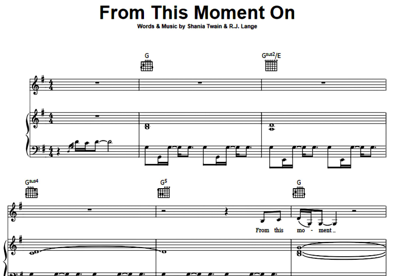 Shania Twain-From This Moment On Free Sheet Music PDF for Piano 1 Shania Twain-From This Moment On Free Sheet Music PDF for Piano
