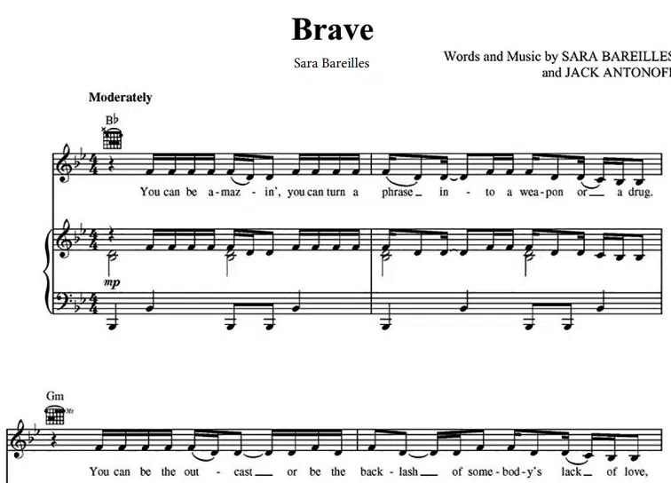 Sara Bareilles-Brave Free Sheet Music PDF for Piano 5 Sara Bareilles-Brave Free Sheet Music PDF for Piano