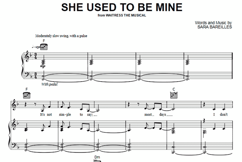 Sara Bareilles-She Used To Be Mine Free Sheet Music PDF for Piano 1 Sara Bareilles-She Used To Be Mine Free Sheet Music PDF for Piano