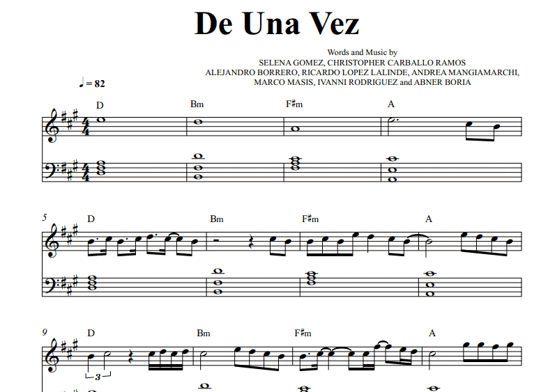 Selena Gomez-De Una Vez Free Sheet Music PDF for Piano 1 Selena Gomez-De Una Vez Free Sheet Music PDF for Piano