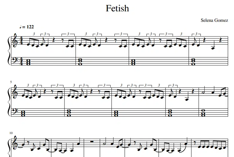 Selena Gomez-Fetish Free Sheet Music PDF for Piano 5 Selena Gomez-Fetish Free Sheet Music PDF for Piano