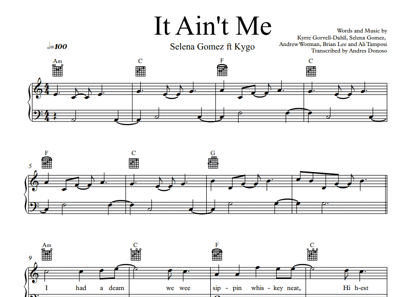 Selena Gomez-It Ain’t Me Free Sheet Music PDF for Piano 7 Selena Gomez-It Ain’t Me Free Sheet Music PDF for Piano