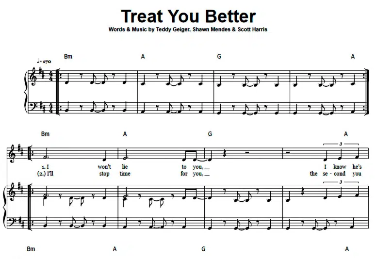 Shawn Mendes-Treat You Better Free Sheet Music PDF for Piano 1 Shawn Mendes-Treat You Better Free Sheet Music PDF for Piano
