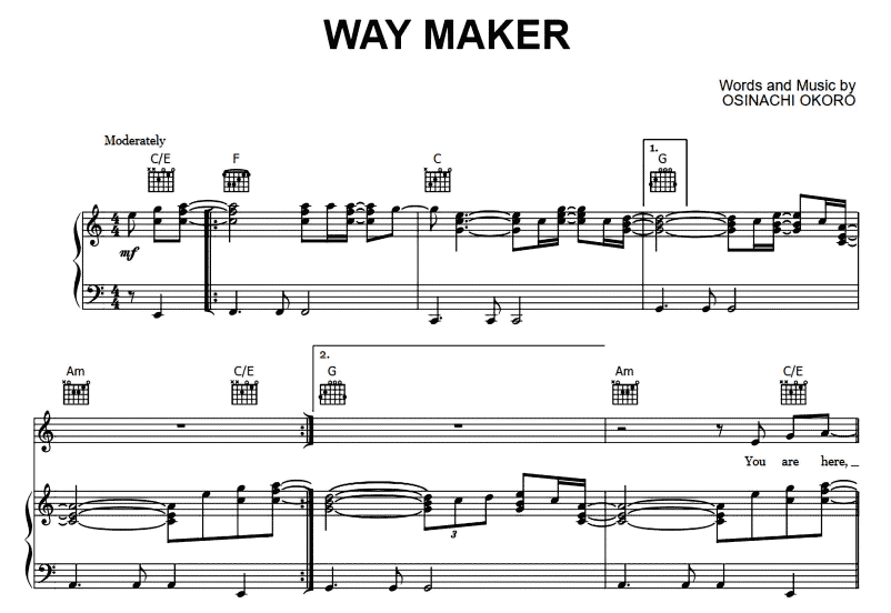 Sinach-Way Maker Free Sheet Music PDF for Piano 1 Sinach-Way Maker Free Sheet Music PDF for Piano